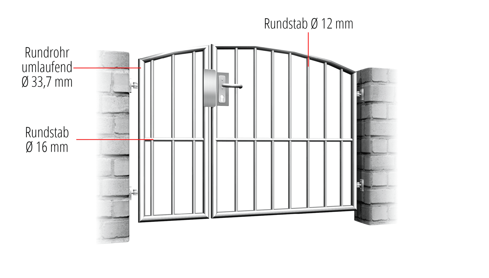 Tuindeur roestvrij staal 2-vleugelig verticale balk, OB