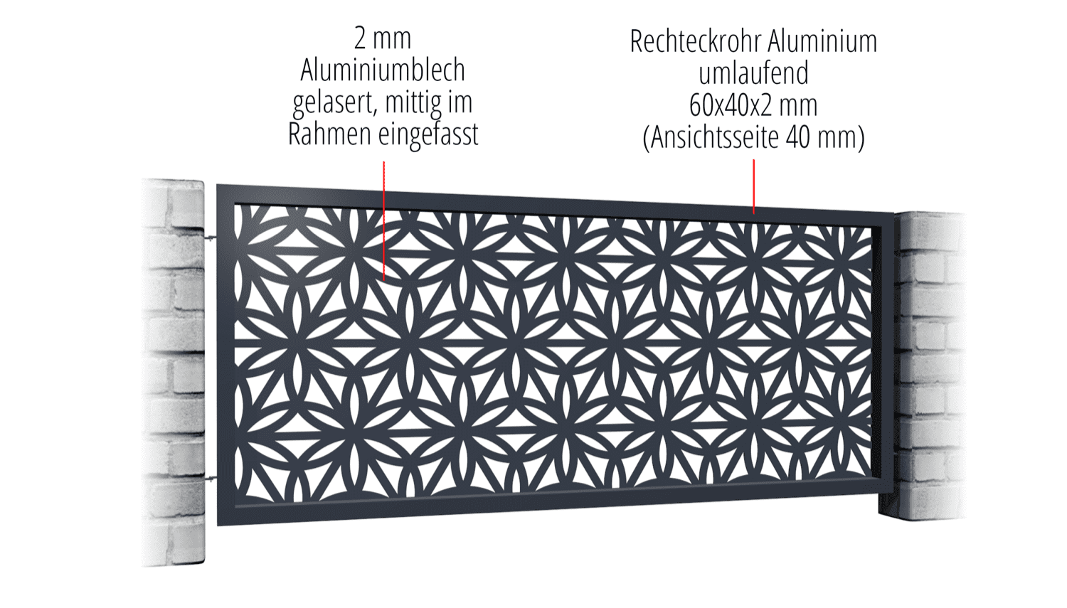 Tuinafscheiding aluminium laser gesneden ontwerp BT