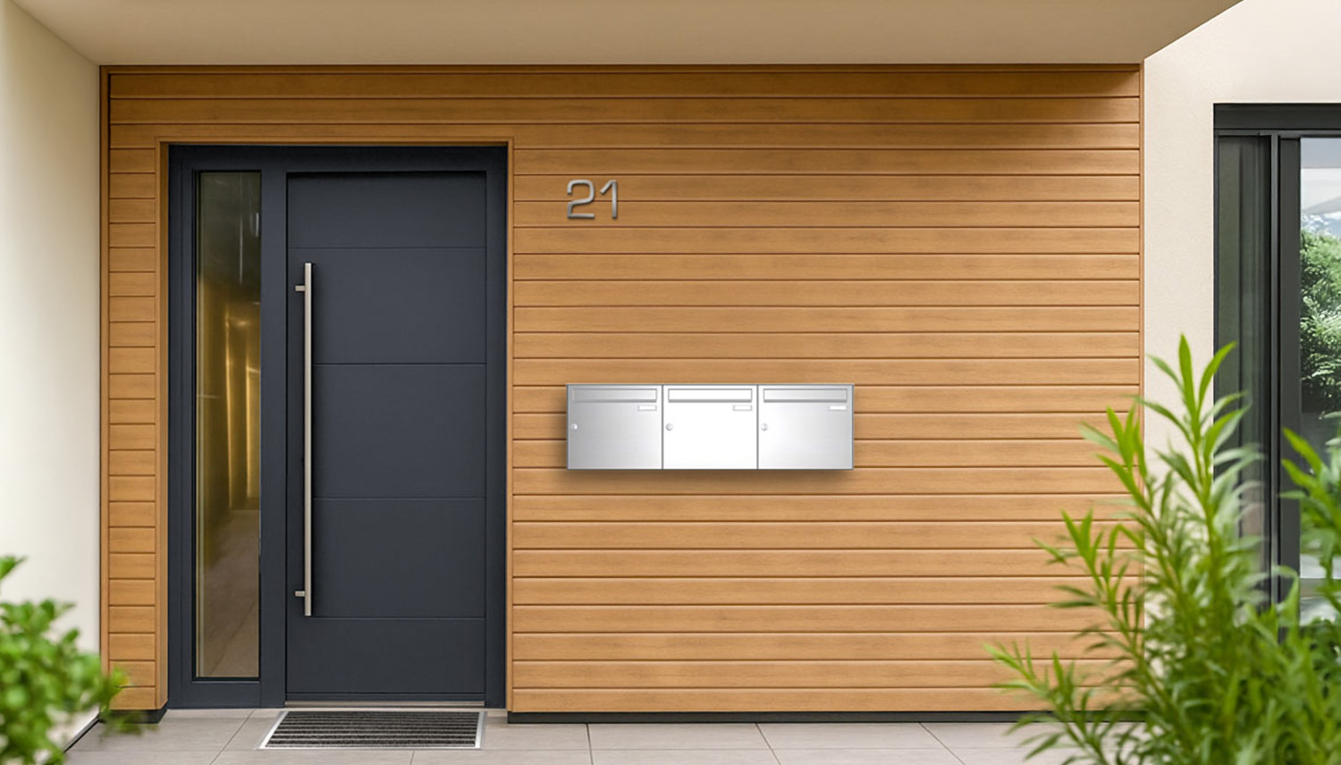 Briefkastenanlage | Aufputz | 3-fach | Senkrecht | Edelstahl