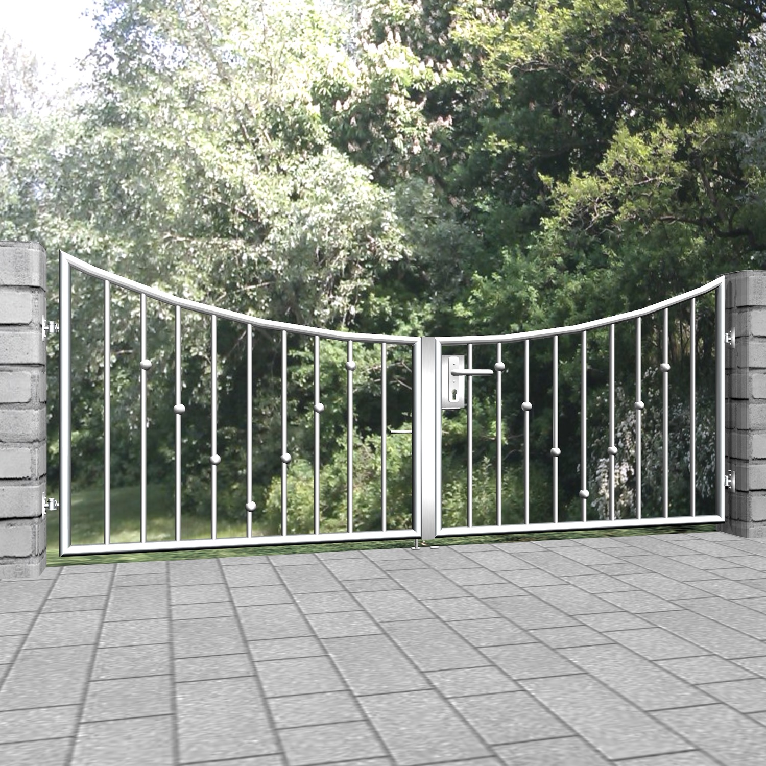 Tuinpoort roestvrij staal 2-vleugelige V-ballen, UB