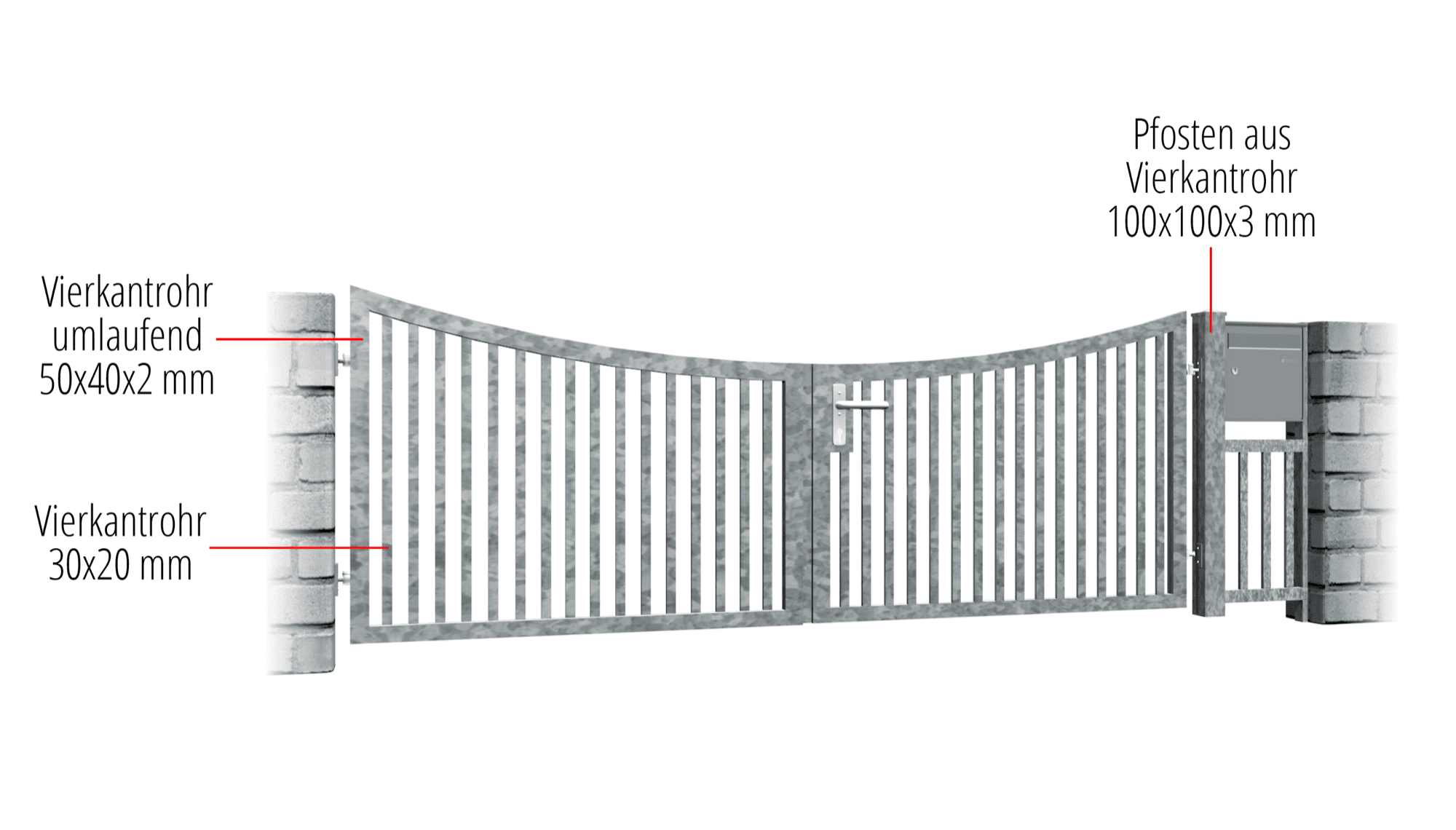 Tuinpoort verzinkt 2-vleugelig Massief, UB, BK