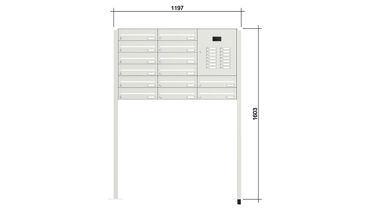 Briefkastenanlage | Freistehend | 14-fach | Waagerecht | Audio | Video | Farbe