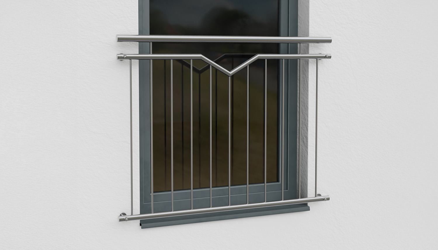 Frans Balkon Roestvrij Staal Enkele V