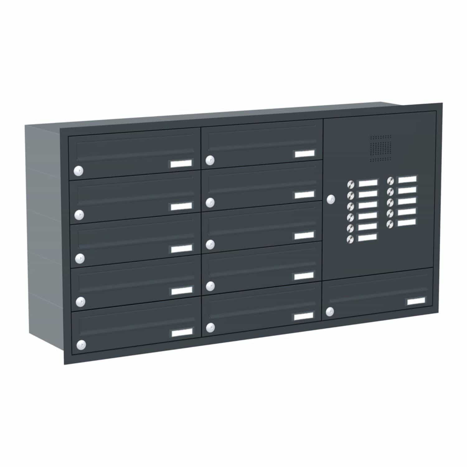 Briefkastenanlage | Unterputz | 11-fach | Waagerecht | Audio | Video | Farbe