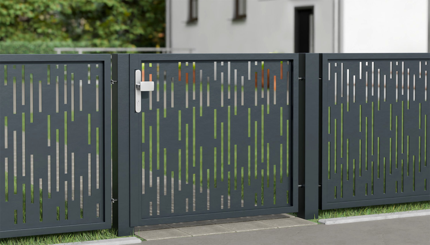 Tuindeur aluminium 1-vleugelig lasergesneden ontwerp SF VE