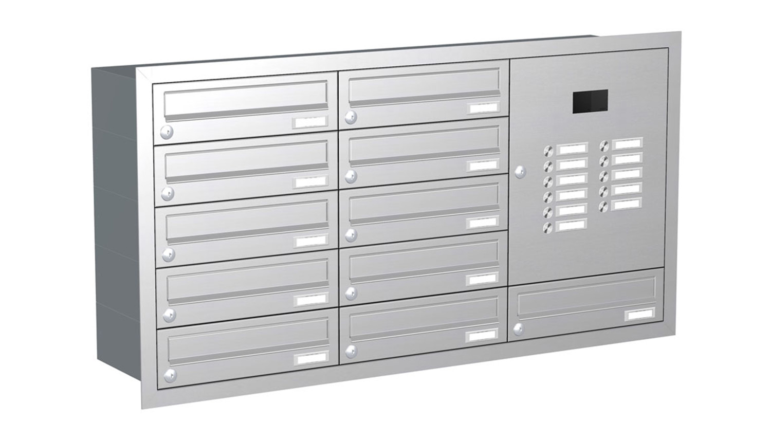 Briefkastenanlage | Unterputz | 11-fach | Waagerecht | Audio | Video | Edelstahl