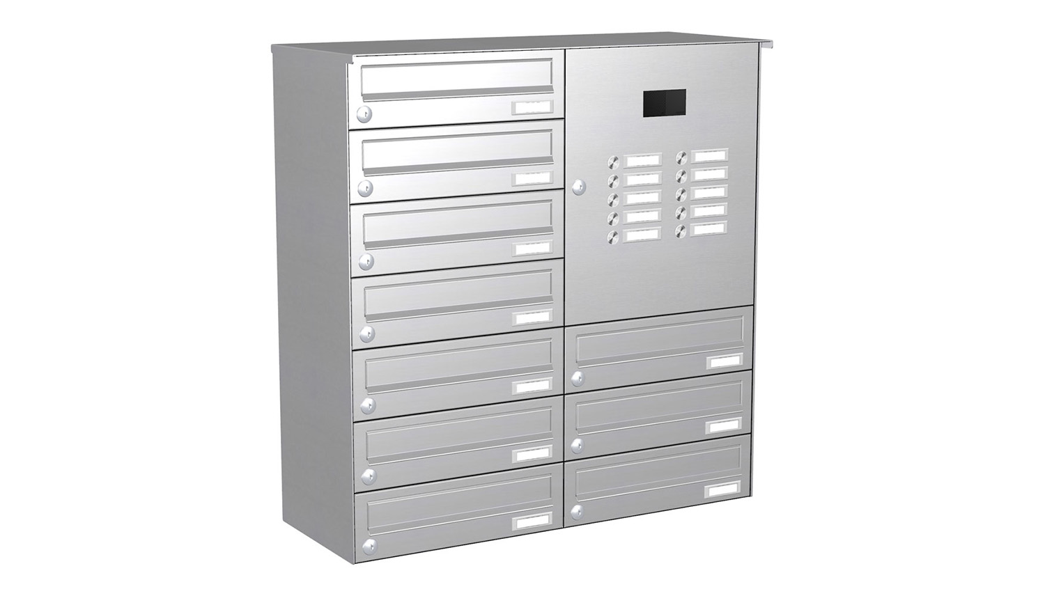 Briefkastenanlage | Aufputz | 10-fach | Waagerecht | Audio | Video | Edelstahl