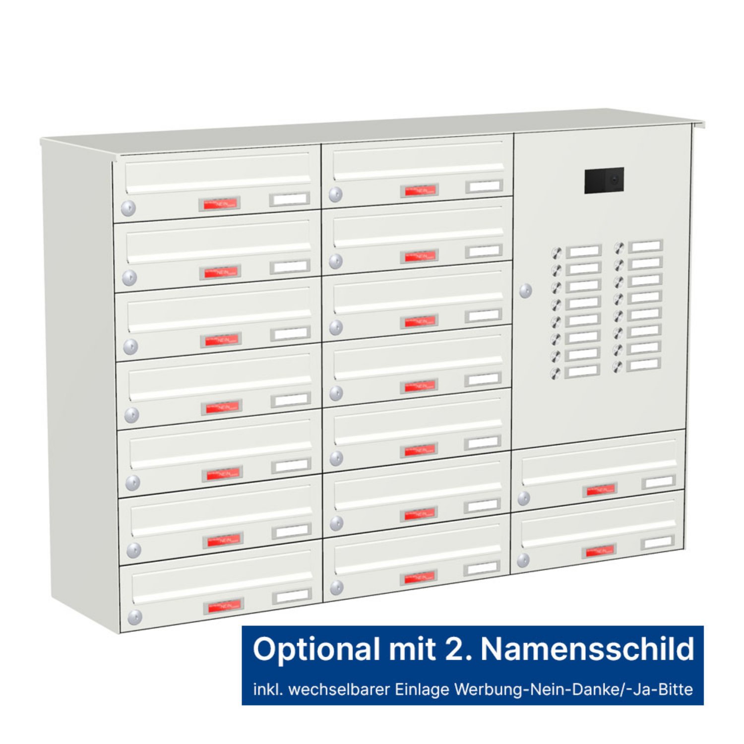 Briefkastenanlage | Aufputz | 16-fach | Waagerecht | Audio | Video | Farbe