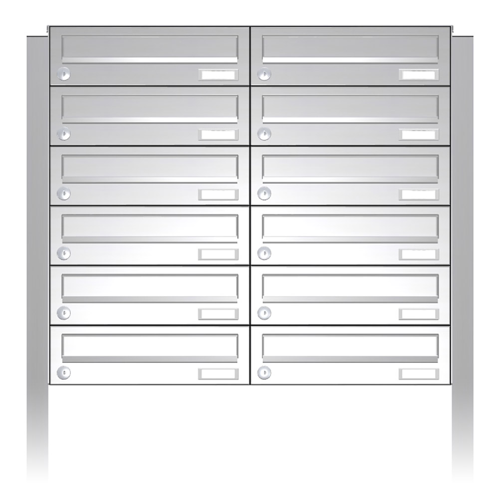 Briefkastenanlage | Freistehend | 12-fach | Waagerecht | Edelstahl