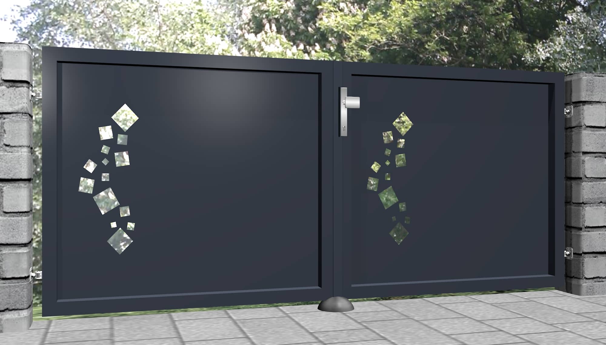 Tuinpoort aluminium 2-vleugelig privacyscherm QE, GE