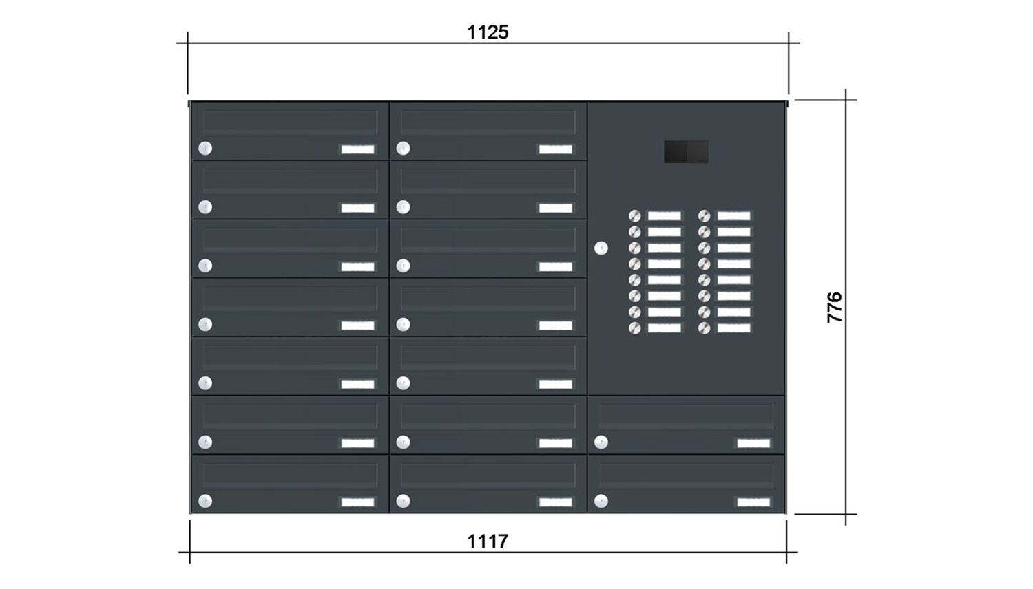 Briefkastenanlage | Aufputz | 16-fach | Waagerecht | Audio | Video | Farbe