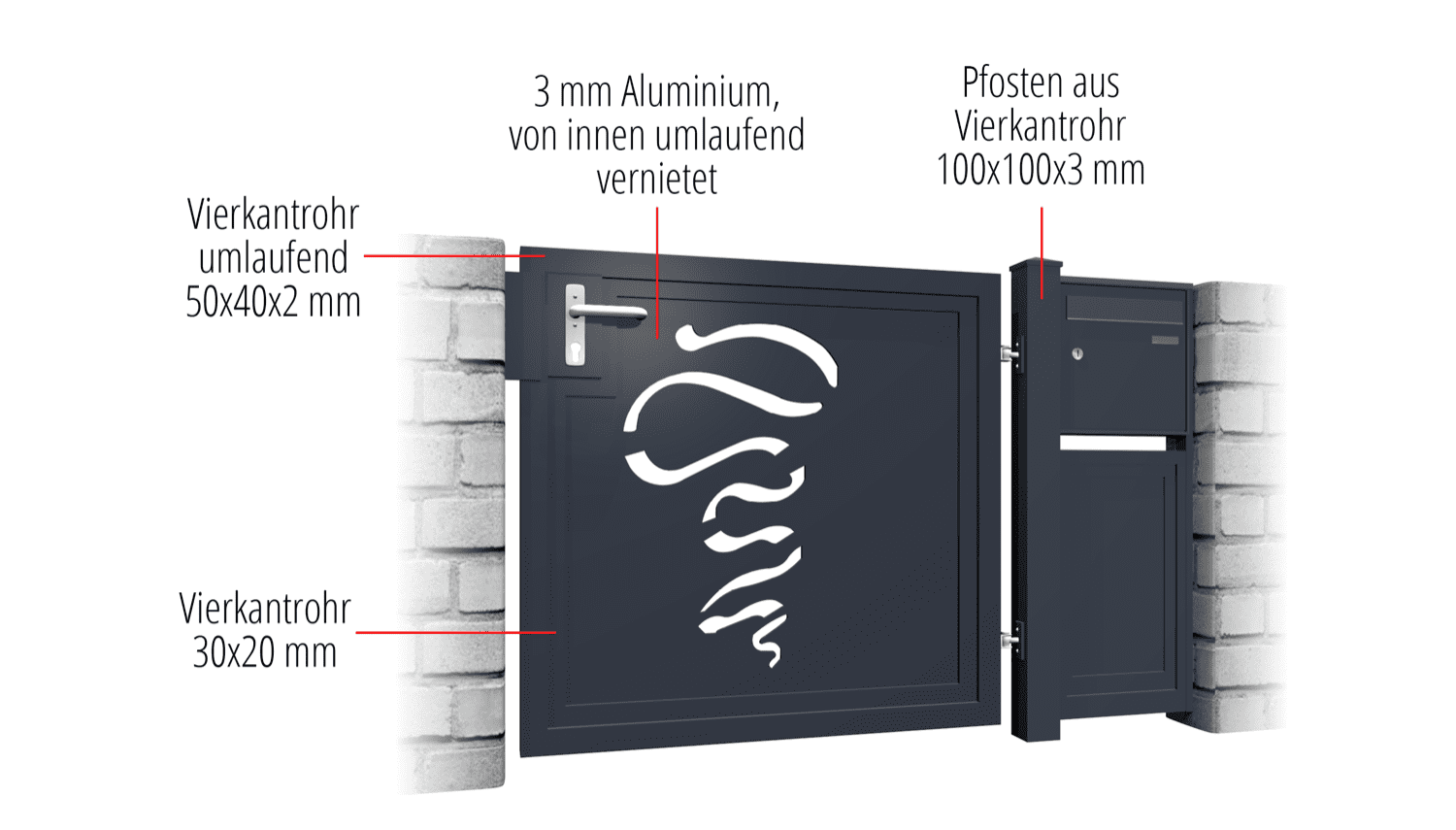 Tuindeur aluminium 1-vleugelig privacyscherm FB, GE, BK