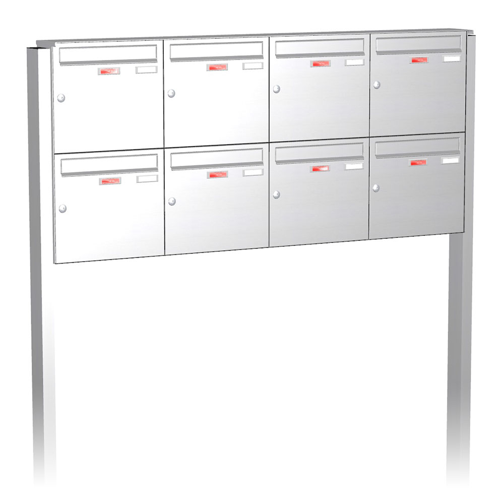 Briefkastenanlage | Freistehend | 8-fach | Senkrecht | Edelstahl