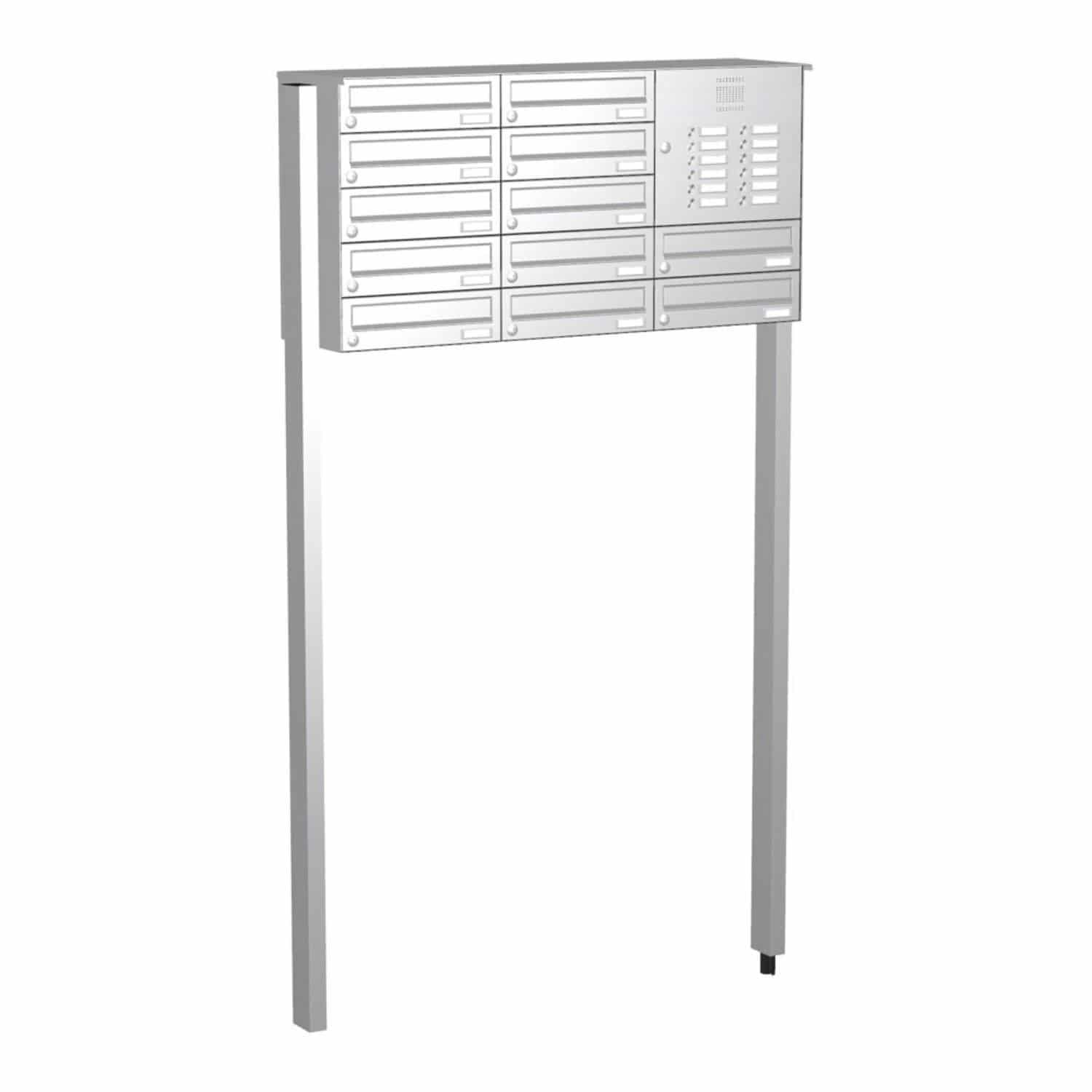 Briefkastenanlage | Freistehend | 12-fach | Waagerecht | Audio | Video | Edelstahl