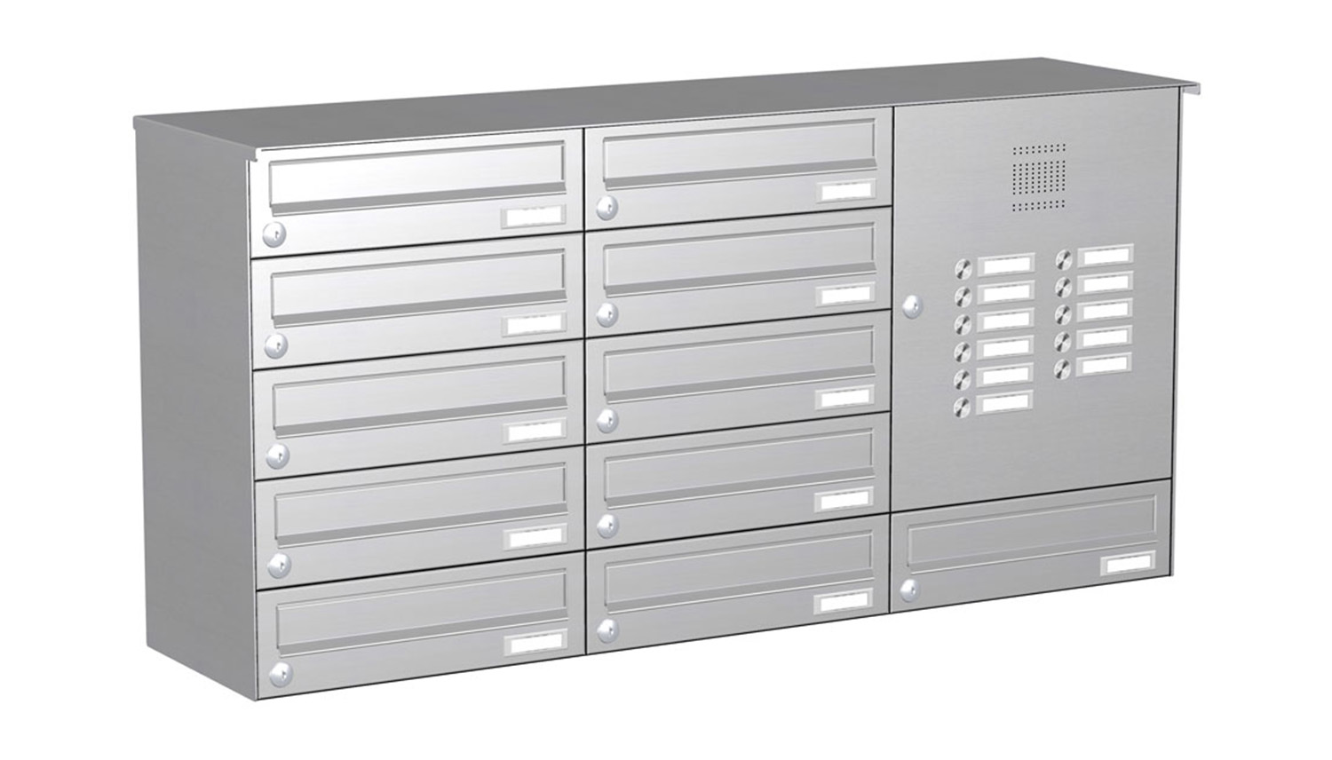 Briefkastenanlage | Aufputz | 11-fach | Waagerecht | Audio | Video | Edelstahl