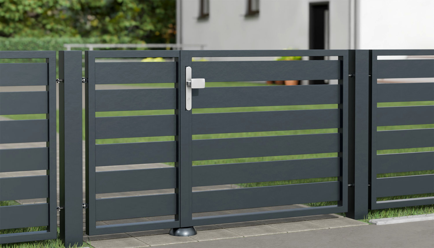 Tuindeur aluminium 2-vleugelig privacyscherm Lamellen, GE