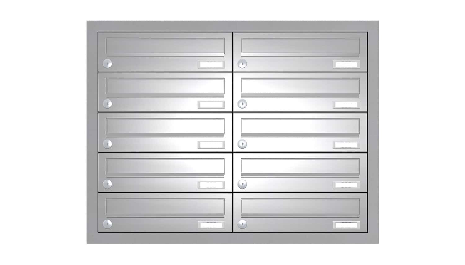 Briefkastenanlage | Unterputz | 10-fach | Waagerecht | Edelstahl