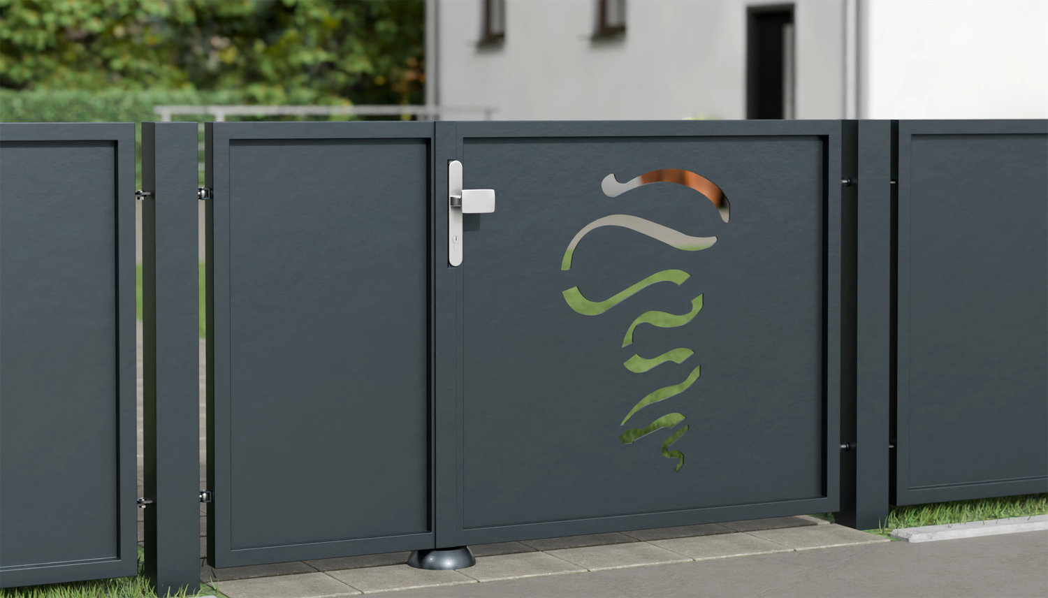 Tuindeur aluminium 2-vleugelig privacyscherm FB, GE