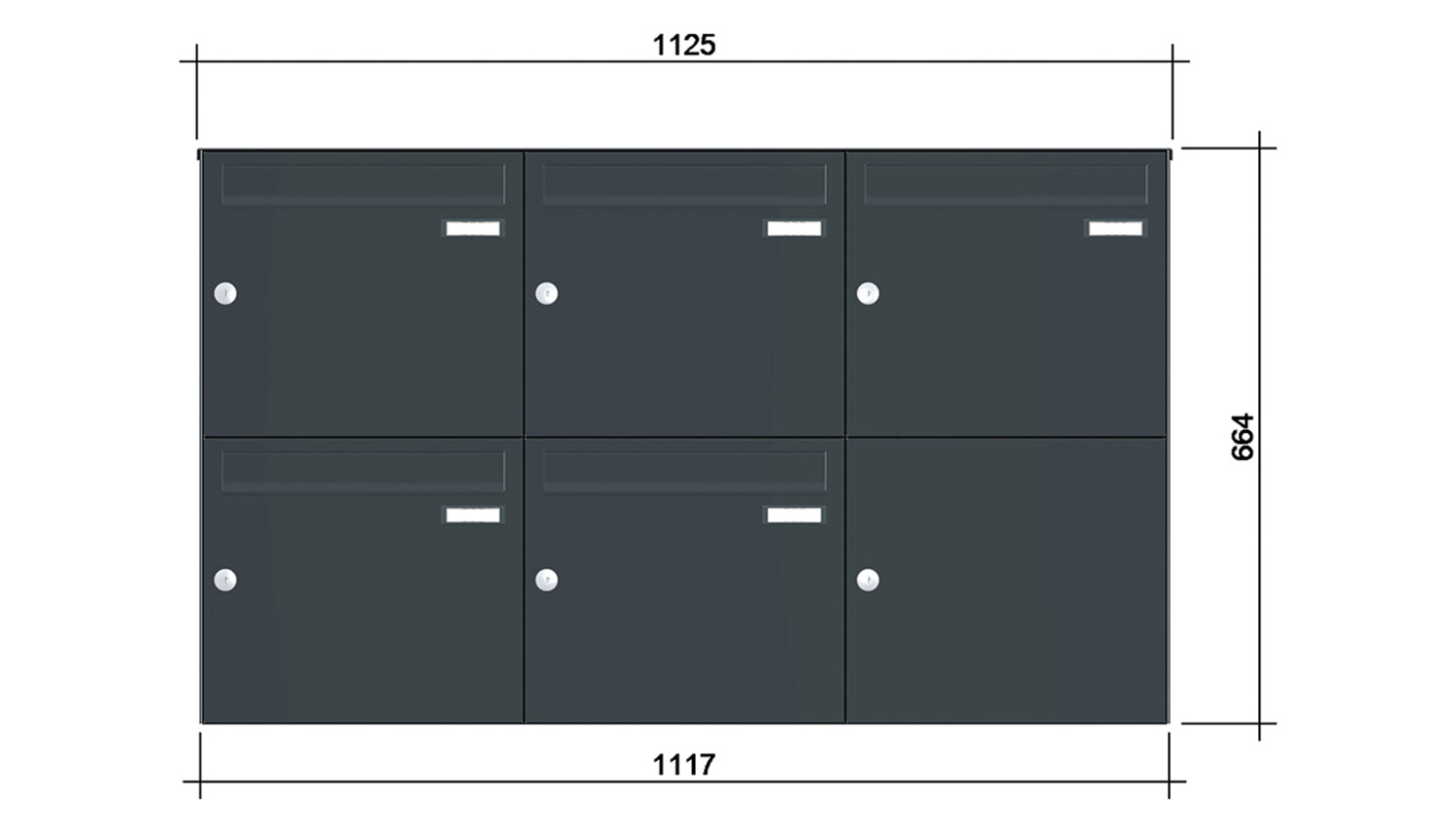 Briefkastenanlage | Aufputz | 5-fach | Senkrecht | Farbe