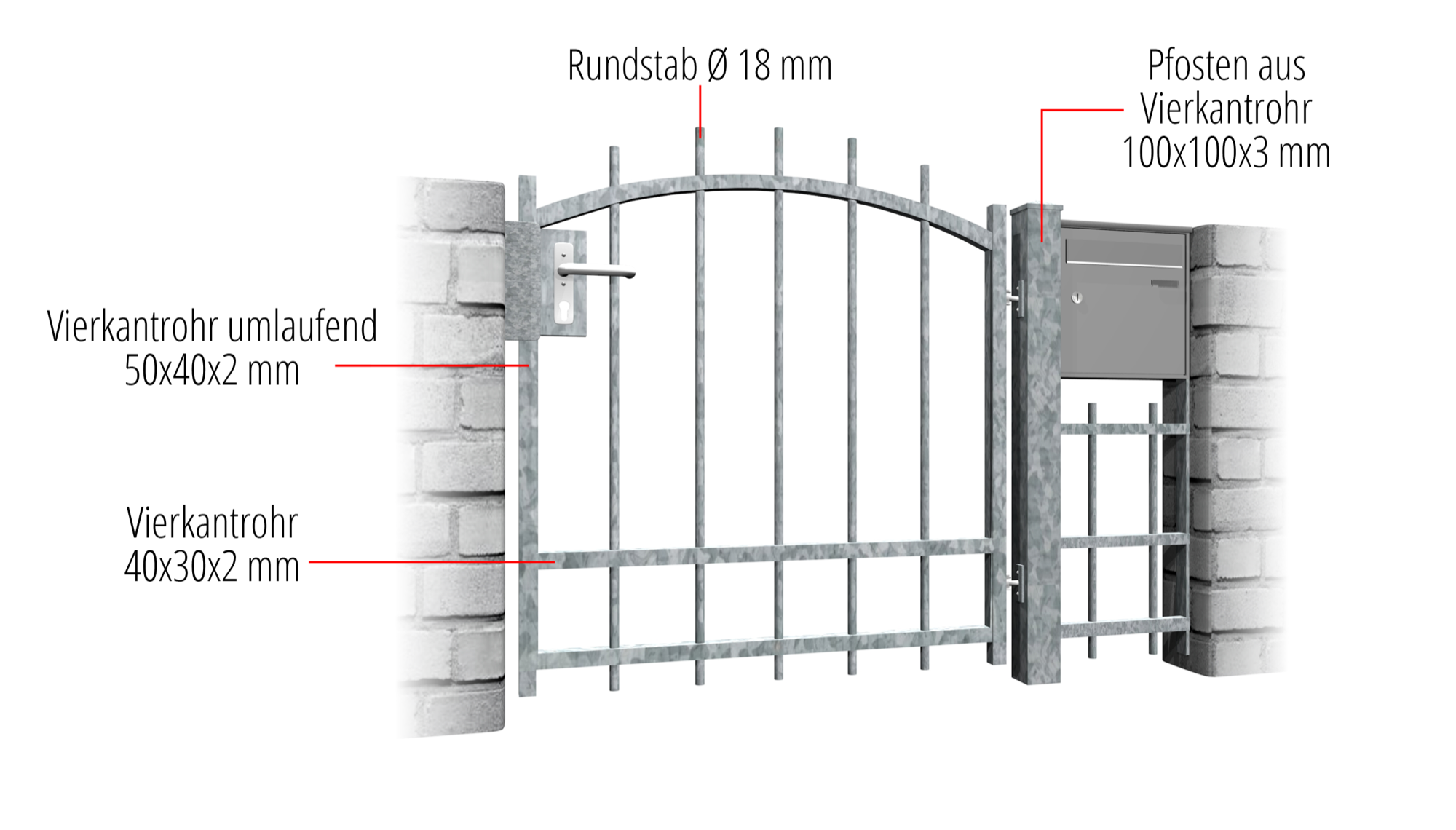 Verzinkte tuindeur 1-vleugelig massief 3, OB, BK