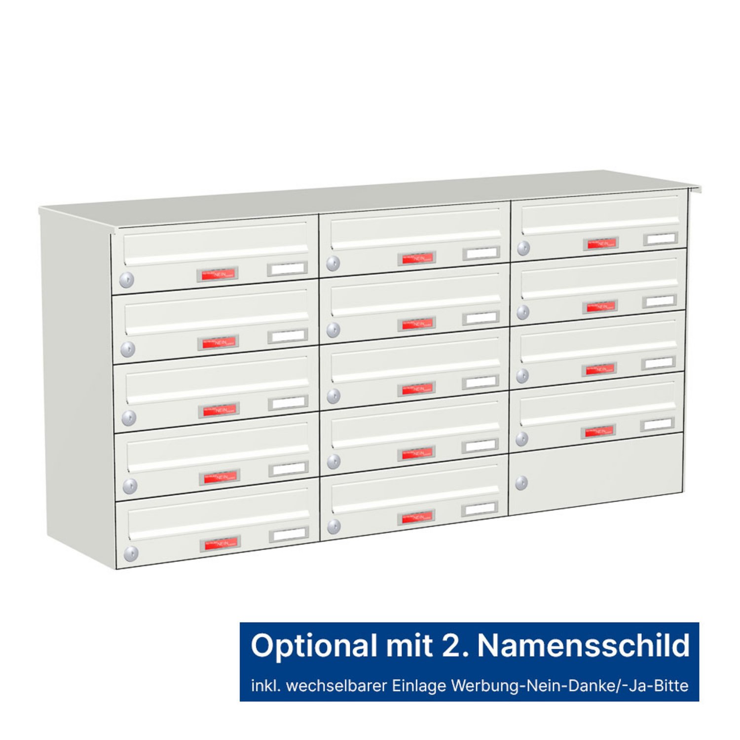 Briefkastenanlage | Aufputz | 14-fach | Waagerecht | Farbe