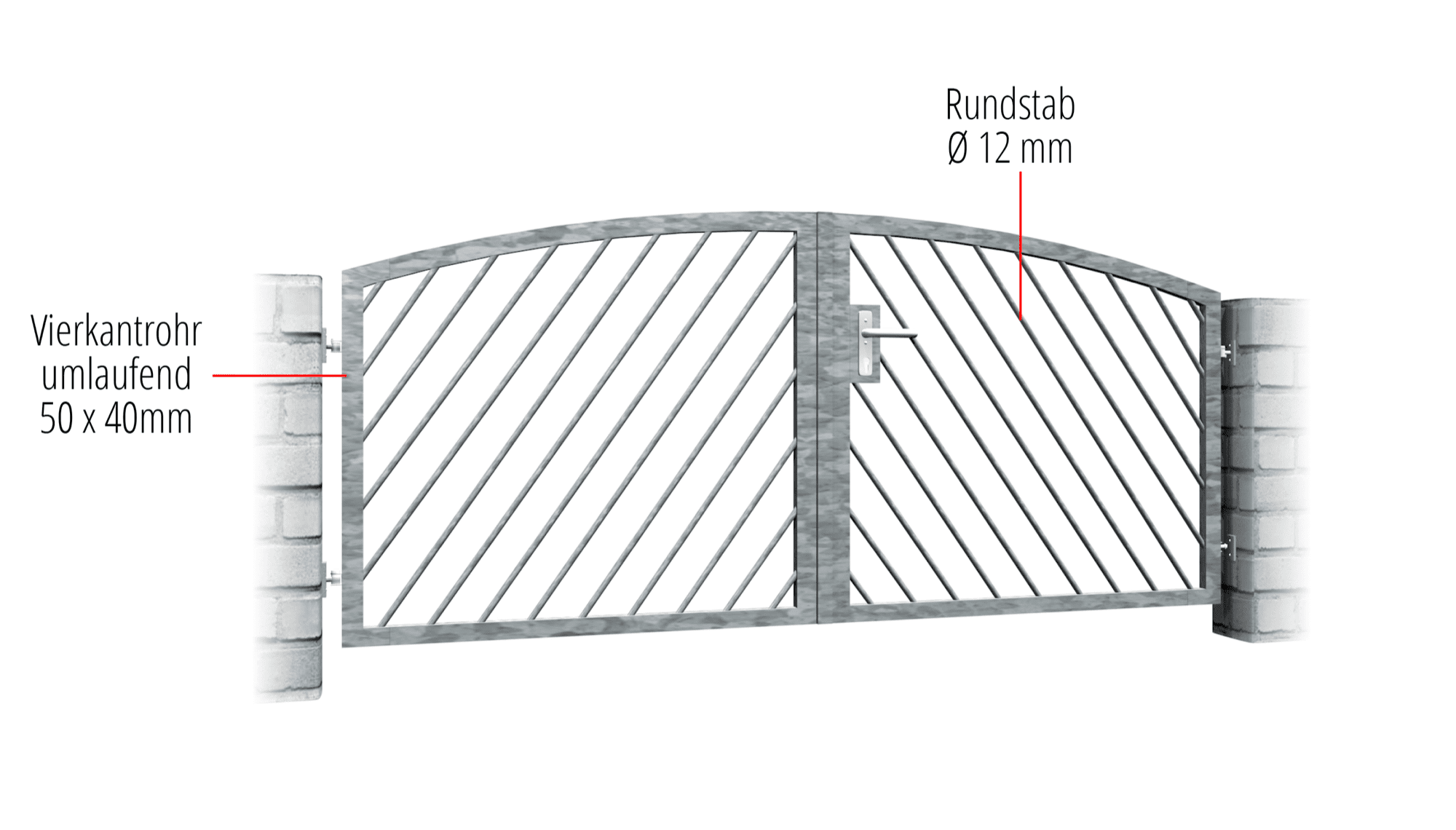 Tuinpoort verzinkt 2-vleugelig diagonaal spijl, OB