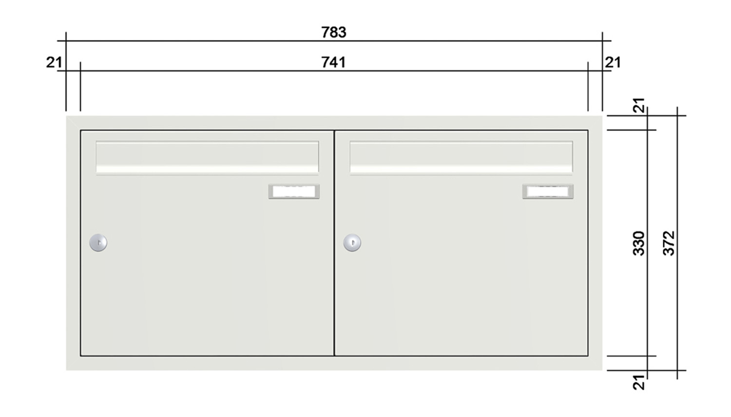 Briefkastenanlage | Unterputz | 2-fach | Senkrecht | Farbe