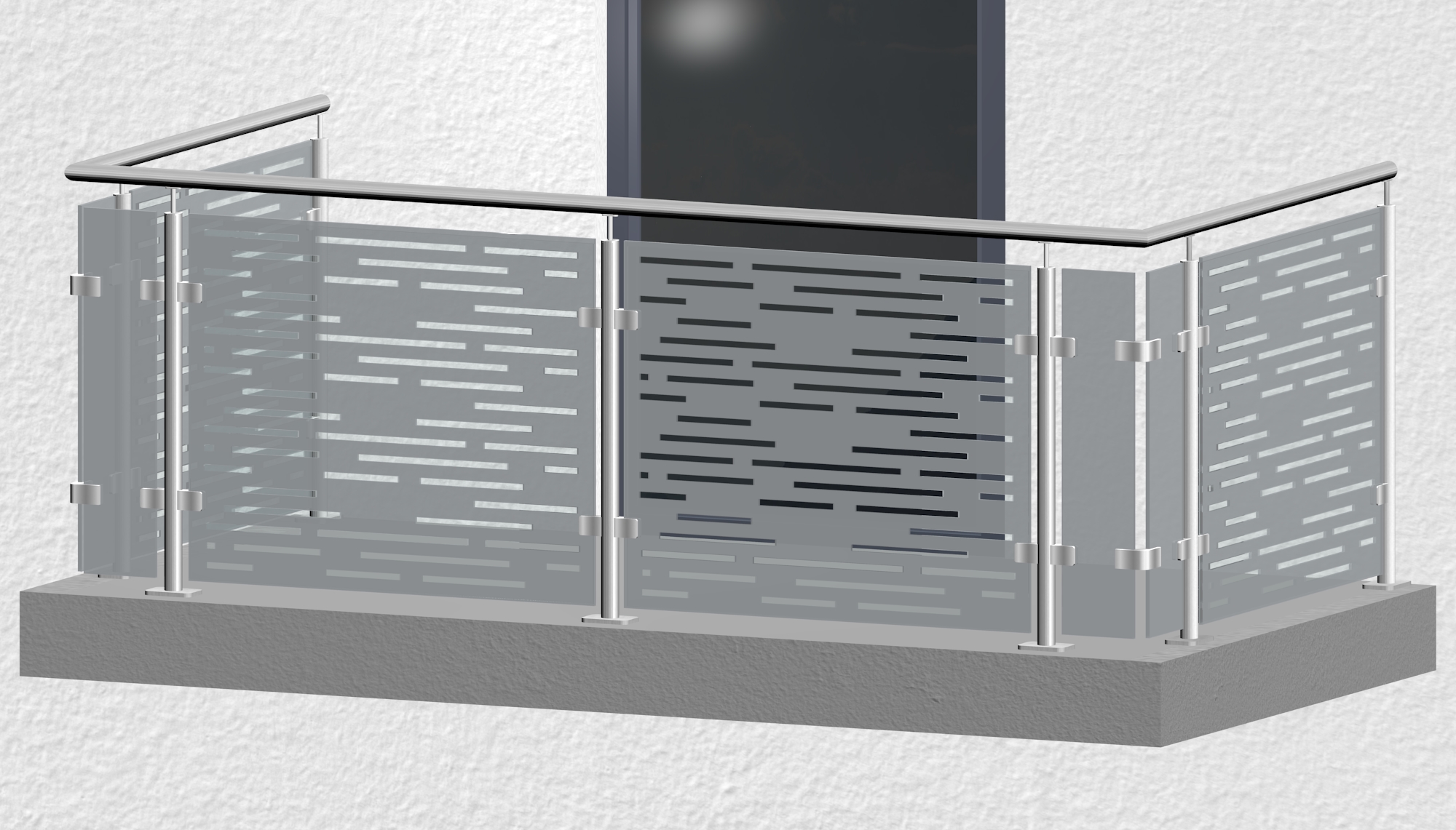 Balkonhek roestvrij staal ontwerp glas SF HO MO 