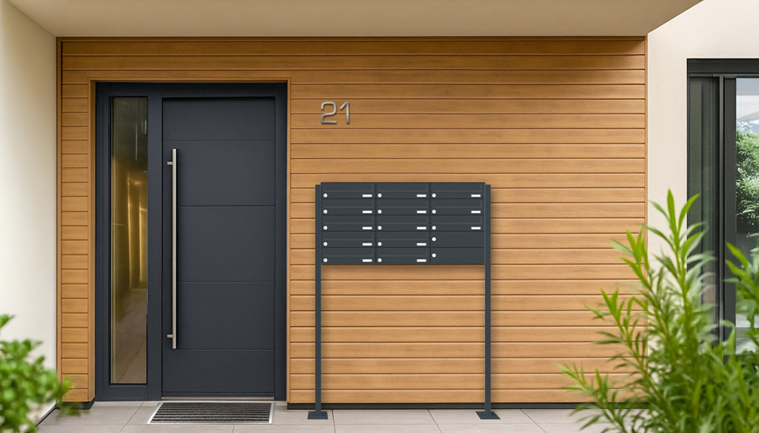 Briefkastenanlage | Freistehend | 13-fach | Waagerecht | Farbe