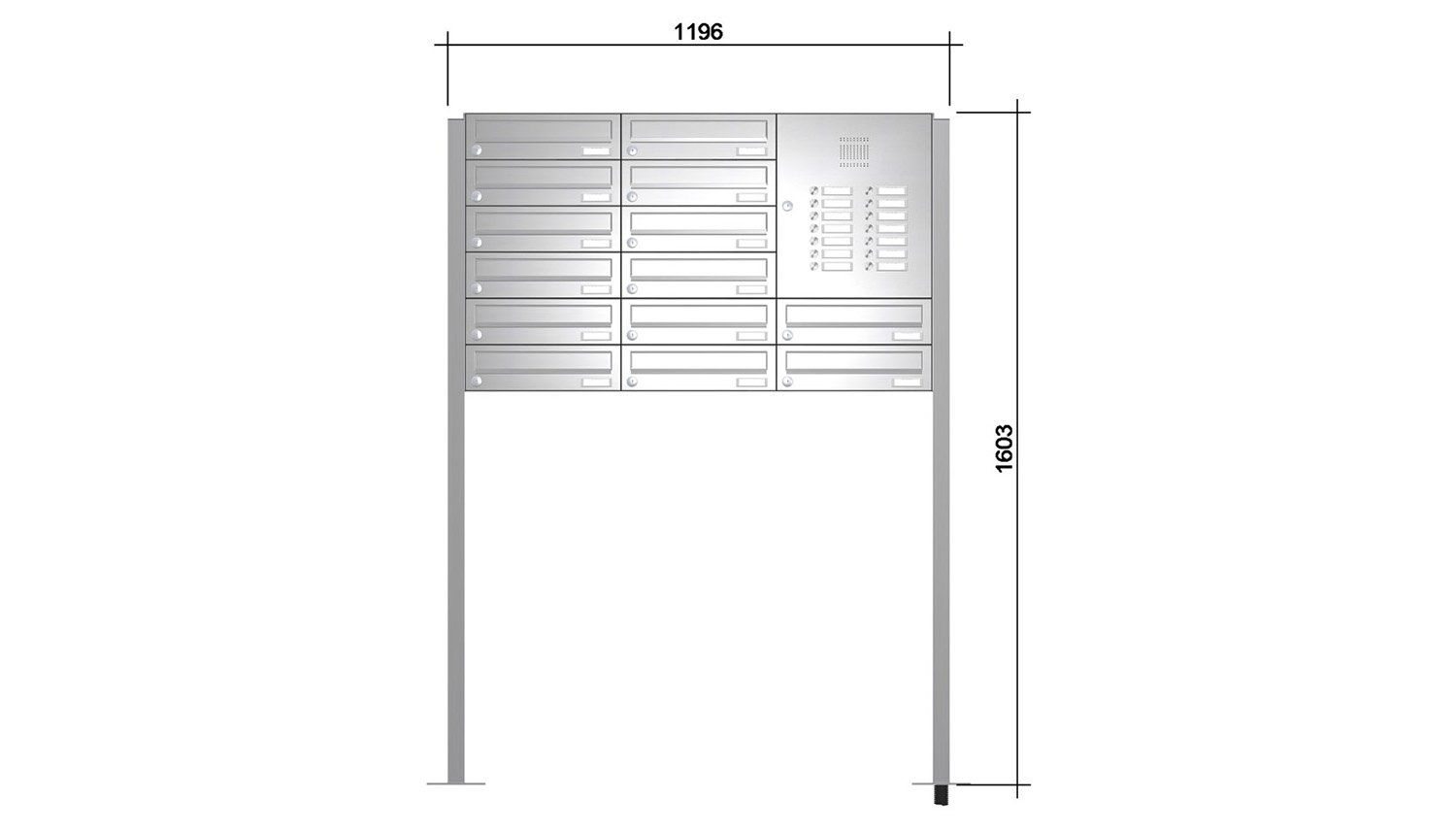 Briefkastenanlage | Freistehend | 14-fach | Waagerecht | Audio | Video | Edelstahl